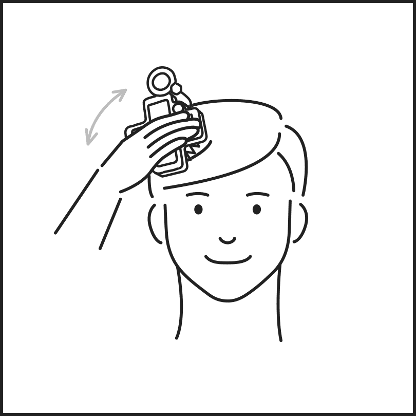For massage:<br>Press the brush to the scalp area where you feel stiffness and move the meeting in a small circular motion.