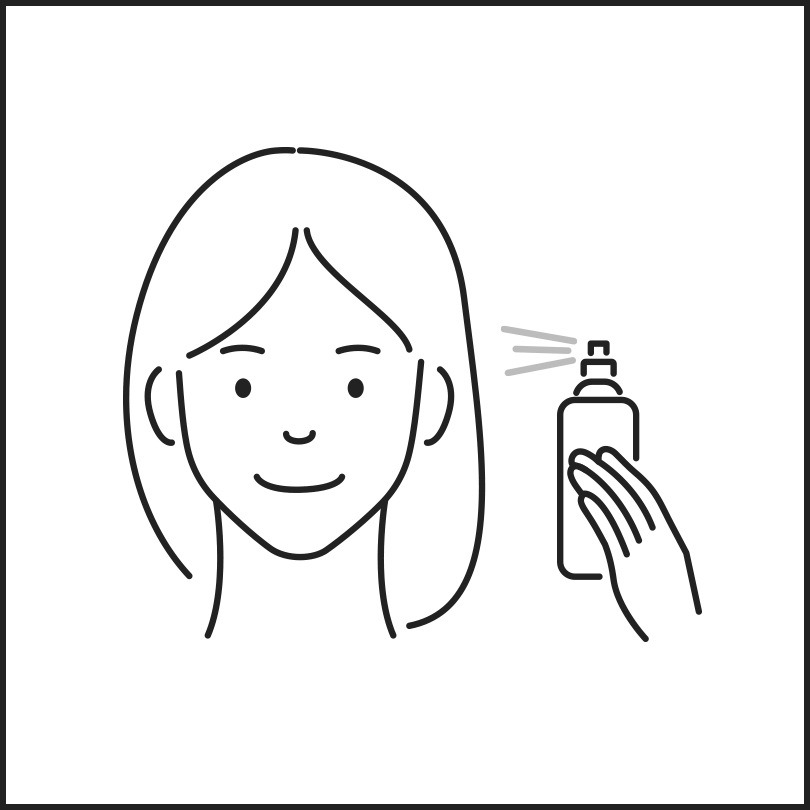 Divide scalp into sections, aim and spray.